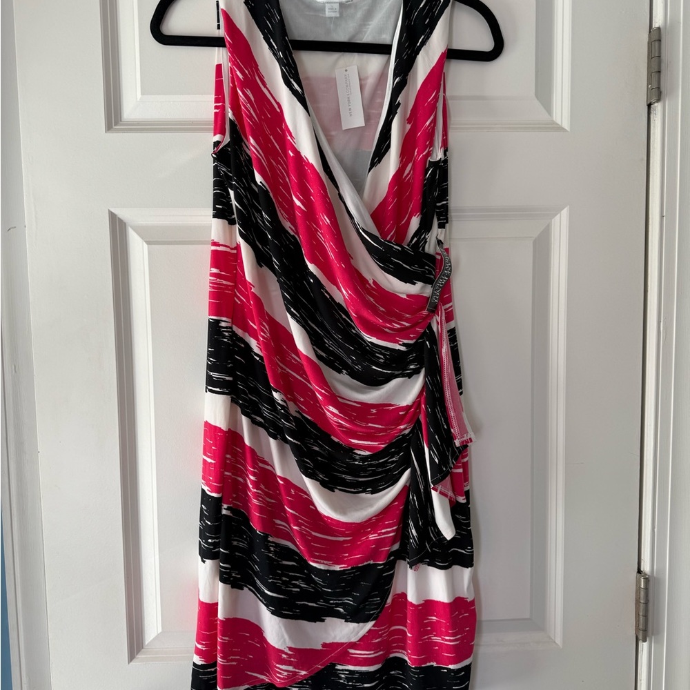 Pink and Black Striped Sleeveless Dress